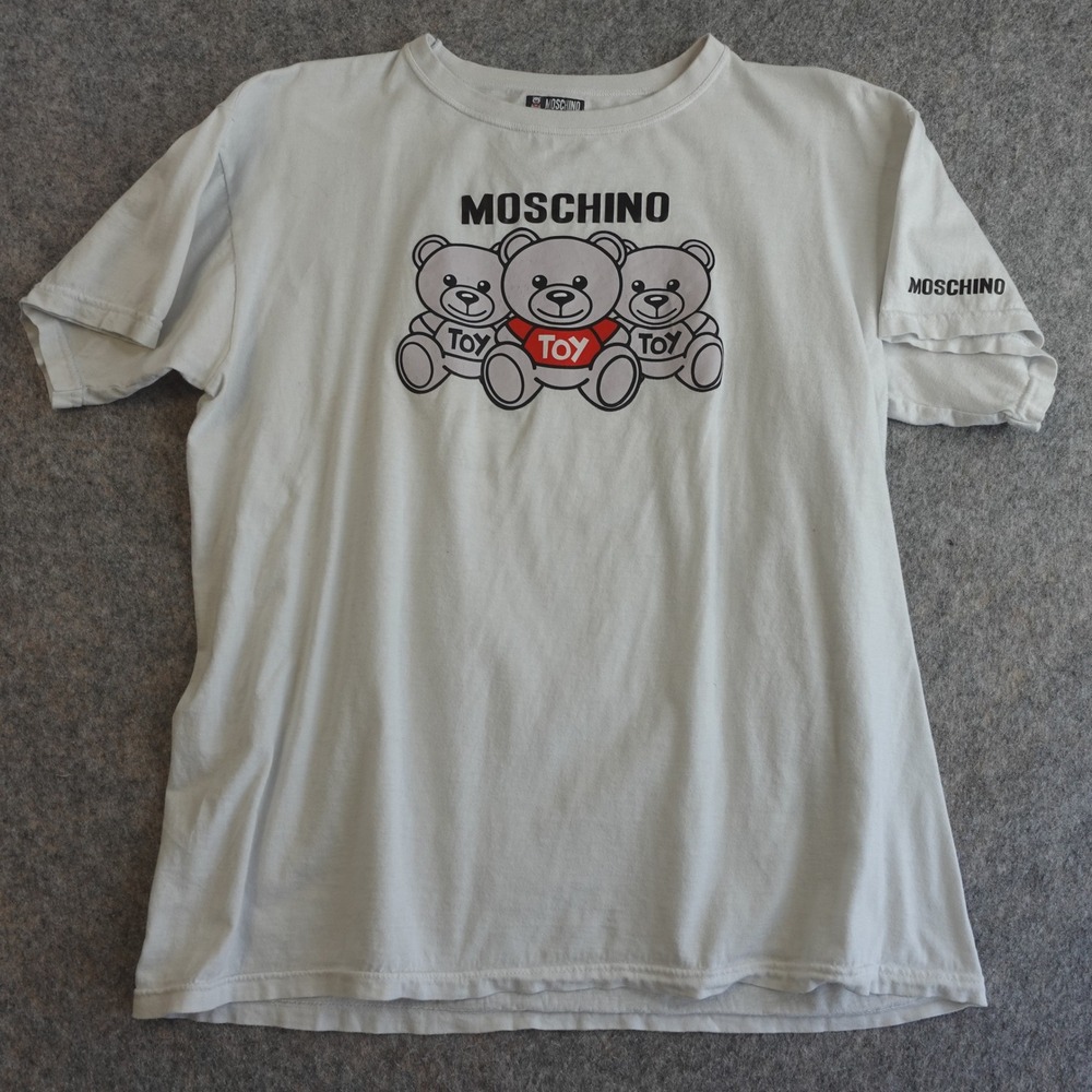 Moschino Toy Bear Graphic Tee Womens XL White Short Sleeve Heart Street Cute